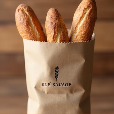 Sac en papier kraft 100% recyclé pour baguette.