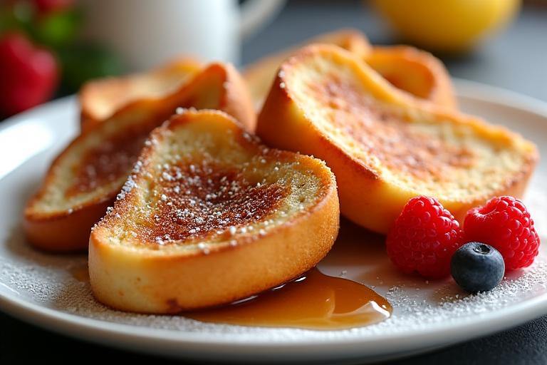 Pain perdu doré dans une poêle, prêt à être dégusté